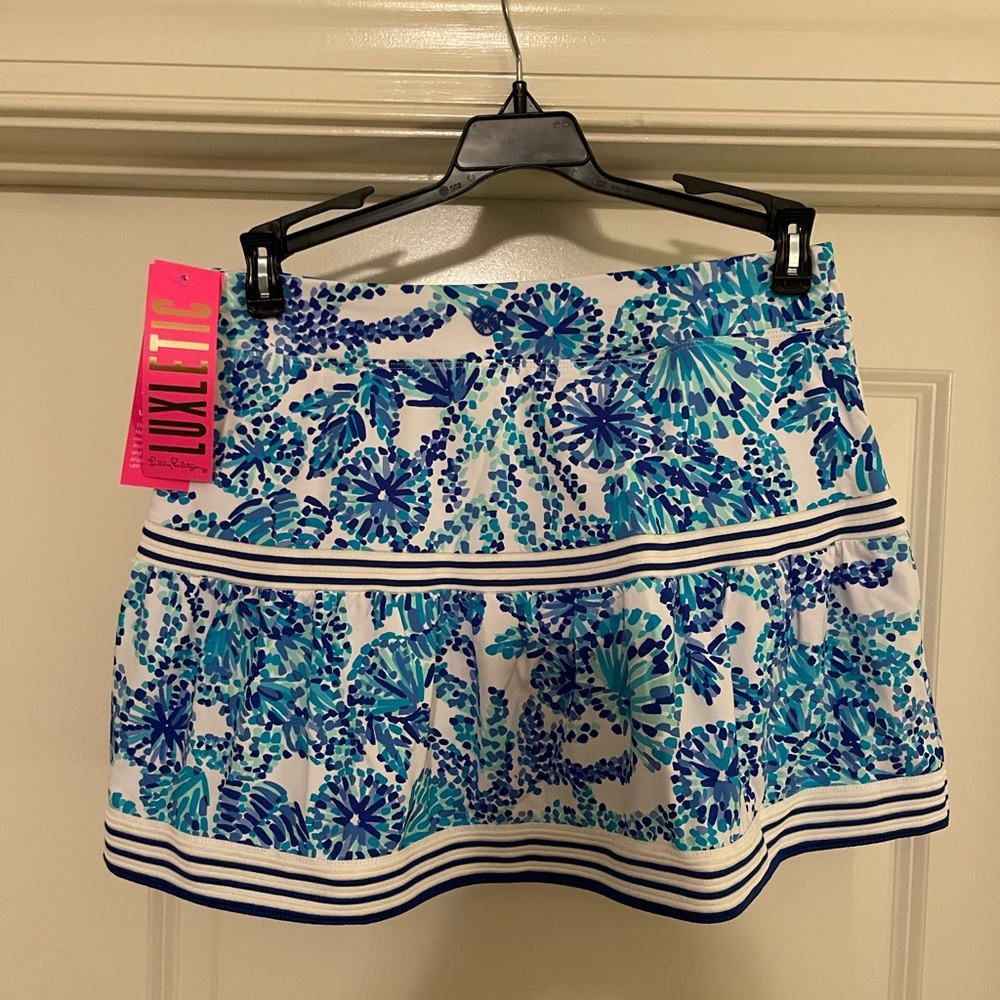 NWT LILLY PULITZER Dara Tennis Skort Turquoise Oasis Shell Me You Love Me